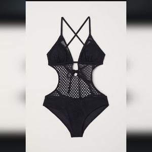 H&M | black lace one piece swimsuit